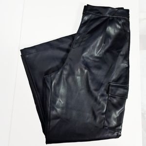 NWT ♥︎ RACHEL ZOE ♥︎ The PERFECT Wide Leg Black Faux Leather Cargo Pants